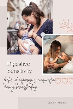 a woman holding a baby in her arms with the words, digestive gensitivity