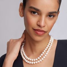 Just as versatile as a classic pearl strand with a modern twist. A double row of cultured freshwater pearls finished with a large lobster clasp to be worn in the back, front or side. Double Strand Pearl Necklace, Pearl Strand, Double Strand Necklace, Pearl Strands, Freshwater Cultured Pearls, Strand Necklace, Cultured Pearls, Lobster Clasp, Fresh Water