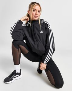 Layer up in this women's Woven Lightweight Jacket from adidas. In a Black colourway, this standard fit jacket is cut from smooth recycled nylon for a light, water-resistant wear. It features a full-zip fastening and adjustable hood for custom coverage, with ribbed trims to hold the shape and side pockets for storage. Finished up with 3-Stripes to the sleeves. Machine washable | Our model wears a size small. | HT3399 Adidas Jacket Aesthetic, Beabadoobee Aesthetic, Adidas Outfit Women, North Face Nuptse, Adidas Zip Up, Light Water, Nike Tech Fleece, Adidas Outfit, Nike Air Huarache