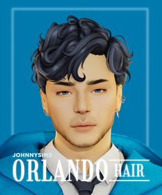 an animated image of a man in a blue jacket and tie with the words, orlando hair