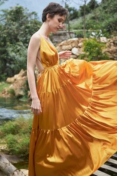 Gold Silk Satin Dress Flowy Dress Bridesmaid Dress Maxi | Etsy Floor-length Satin Maxi Dress, Floor-length Flowy Maxi Dress For Evening, Spring Gold Floor-length Maxi Dress, Silk Backless Maxi Dress For Gala, Elegant Flowy Floor-length Backless Dress, Gold Satin Maxi Dress For Summer, Silk Maxi Dress For Prom, Summer Gala Silk Maxi Dress, Gold Backless Maxi Dress For Summer