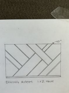 a drawing of a dining room area with lines drawn on it