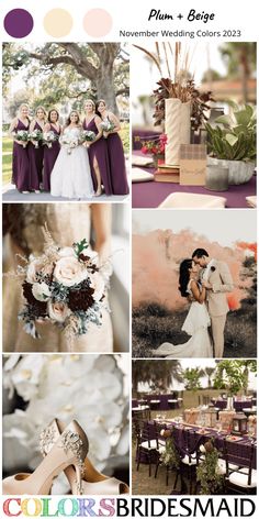 the color scheme for this wedding is purple and white