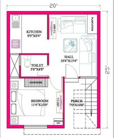 the floor plan for a small house with two bedroom and living room in one area