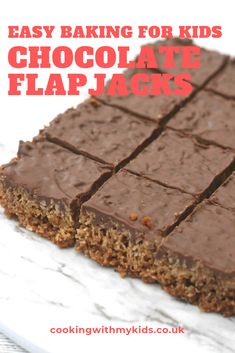 easy baking for kids chocolate flapjacks with text overlay that reads easy baking for kids chocolate flapjacks