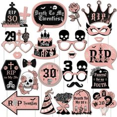 pink and black birthday party photo booth props