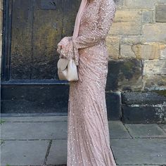 Stunning Champagne Color Maxi Dress With Fully Lined Sleeves It’s In A Very Good Condition Only Worn Once For A Few Hours Modest Dress, Champagne Color, Modest Dresses, Champagne, Wedding Dresses, Maxi Dress, Womens Dresses, Dresses, Women Shopping