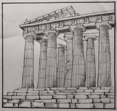 an ink drawing of the temple of posena