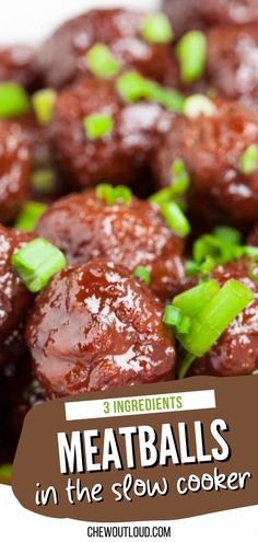 meatballs in the slow cooker with green onions