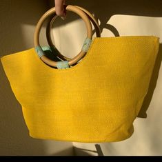 Women's Tote Bag Summer Shopping Satchel With Top Handle, Summer Shopping Satchel With Detachable Handle, Summer Yellow Satchel With Large Capacity, Summer Satchel With Top Carry Handle For Shopping, Yellow Rectangular Satchel For Summer, Summer Shopping Satchel With Top Carry Handle, Yellow Large Capacity Satchel For Summer, Yellow Handheld Shoulder Bag For Vacation, Yellow Handheld Shoulder Bag For Beach