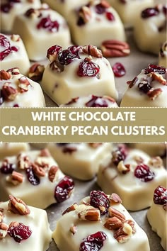 white chocolate cranberry pecan clusters on a baking sheet