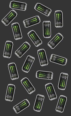 green monster stickers are arranged in the shape of rectangles on a black background