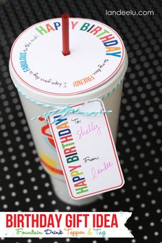 a birthday gift idea for someone's daughter is an ice cream sundae with a happy birthday tag on it