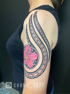 Polynesian with Hibiscus flower arm tattoo. Flower Arm Tattoo, Flower Tattoo Arm, Falls Church, Up Tattoos, Cover Up Tattoos, Hibiscus Flower, Fine Line Tattoos, Custom Tattoo, Sleeve Tattoo