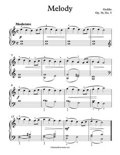 the music score for melody with notes