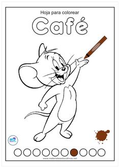 a coloring book with the words cafe and an image of a mouse holding a baseball bat