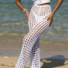 Dreamland Beach Pants – Andi Bagus Crochet Beach Pants, Andi Bagus, Fashion Crochet, Beach Pants, Wide Legs, Handmade Crochet, Bali, Cover Up, Indonesia