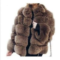 Trendy Fashion Women Coat Mid Long Jacket Parka Thicken Winter Warm Overcoat Outwear Fur Coat , Womens Coats Jackets Brown Winter Outerwear For Cosplay, Fleece Shawl, Faux Fox Fur Coat, Top Cosplay, Fur Gilet, Jacket Fur, Stand Neck, Plus Size Winter, Winter Parka