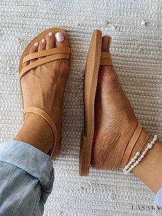 Lasaky - Relaxing Sandals for Everyday Wear Elegant Shoes Flat, Summer Shoes Trends, Toe Thong Sandals, Toe Ring Sandals, Toe Loop Sandals, Casual Slip On Shoes, Boho Sandals, Brown Leather Sandals, Elegant Shoes