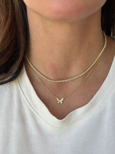 Our demi fine pieces can be dressed up or worn with a casual t-shirt! Butterfly Necklace, Casual T Shirt, Cz Stone, Chain Lengths, Chain Length, Lobster Clasp, 925 Sterling Silver, Necklaces