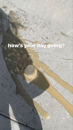 a person standing next to a fire hydrant with the words how's your day going?