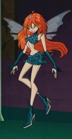 a cartoon character with red hair and boots