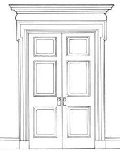 the front view of a double door with two sidelights and one side paneled