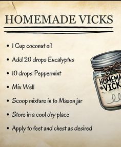 Homemade Vicks, Herbal Salve Recipes, Homemade Medicine, Homemade Things, Diy Herbal Remedies, Herbal Remedies Recipes, Salve Recipes, Holistic Recipes, Natural Cleaning Recipes