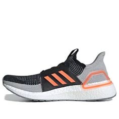 adidas UltraBoost 19 'Core Black Solar Orange' G27516 (SNKR) Adidas Sneakers With Boost Midsole For Sports Season, Black Sporty Running Shoes With Three Stripes Branding, Adidas Training Sneakers Sportswear, Black Running Sneakers With Three Stripes Branding, Black Sneakers With Three Stripes For Running, Adidas Training Sneakers, Adidas Training Sneakers Sportswear Style, Functional Sports Sneakers With Three Stripes Branding, Adidas Athletic Training Sneakers