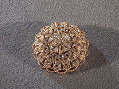 I am offering you this elegant, absolutely sensational vintage gold tone Pin Brooch. This marvelous pin brooch is fabulously unique with the following features: * A glorious ultra intricate and fancy filigree gold tone open work convex design, so stunning! The brooch is very convex and it decorated entirely with vary shapes and sizes of twinkling, sparkling rhinestones, just magnificent. The marquise and round shaped rhinestones are sure to dazzle with this piece. They don't get any finer than t Brooch Jewelry, Genuine Turquoise, Pin Brooch, Vintage Accessories, Vintage Gold, Vintage Rings, Brooch Pin, Brooches, Vintage Jewelry