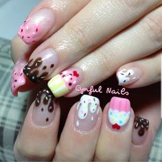 Garfield Nails, Ice Cream Nails, Gelish Nails, Casual Nails, Cream Nails, Manicure Nails, Sparkle Nails