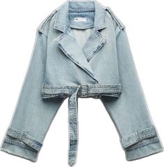 Chic Denim Blue Jacket For Spring, Chic Spring Denim Blue Jacket, Chic Spring Denim Blue Denim Jacket, Chic Long-sleeve Denim Cropped Jacket, Chic Long Sleeve Denim Cropped Jacket, Spring Denim Cropped Jacket For Work, Chic Denim Cropped Jacket With Long Sleeves, Chic Cropped Denim Jacket, Chic Denim Cropped Jacket