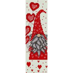 a cross stitch bookmark with the words i love you on it and a hand holding a heart