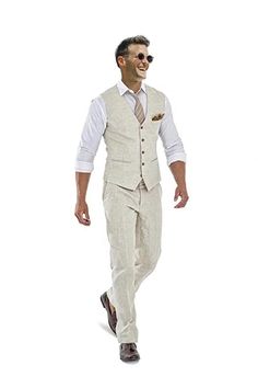 Casual Linen Beige Men's 2 Piece Suits Wedding Suits Slim Fit Groomsmen Tuxedos Prom Waistcoat Summer Linen Vest+Pant be-S/3832 Tuxedo Prom, Waistcoat Outfit, Groomsmen Tuxedos, Wedding Waistcoats, Mens Waistcoat, Suits Wedding, Waistcoat Men