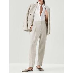 Discover Elegance and Style with Our Linen Suit Set Step into the world of sophisticated style with our Elegant Beaded Linen Suit Set. Designed for the modern woman, this exquisite set combines a sleek double-breasted blazer and perfectly tailored straight trousers, offering a harmonious blend of elegance and comfort. Ideal for both spring and summer wear, this set is a versatile addition to your wardrobe, perfect for office settings, formal events, or even casual outings. Product Features Exquisite Beading Detail: Adds a touch of glamour to the classic design. High-Quality Linen Fabric: Blended linen material ensures breathability and comfort. Regular Fit: Offers a comfortable yet flattering silhouette. Notched Collar Blazer: Enhances the sophisticated look. Double-Breasted Closure: Adds Office Suit, Practice Outfits, Linen Suit, Straight Trousers, Breasted Blazer, Double Breasted Blazer, Suit Set, Sophisticated Style, Summer Wear