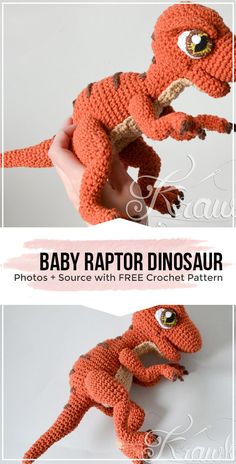 crochet baby raptor dinosaur pattern with free crochet pattern and instructions