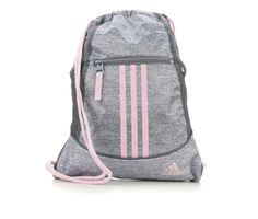 Adidas Athletic Drawstring Bag. Haul all of your essentials for the gym in style with the Adidas Alliance II Sackpack! Featuring one fabric lined pocket for media storage, dual mesh outer pockets, main compartment with ventilated air mesh to keep your gear dry. 100% polyester construction, Large main compartment with drawstring closure, Features external zippered pocket and 2 mesh side pockets for added storage, Approx. 13 inches W x 18 inches H, adidas® branding details including iconic three s Adidas Drawing, School Bag Essentials, Adidas Branding, Athletic Accessories, School Tips, Media Storage, Bag Essentials, String Bag, Unisex Accessories