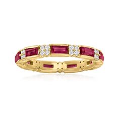 1.50 ct. t.w. Rhodolite Garnet and White Zircon Ring in 18kt Gold Over Sterling | Ross-Simons Rhodolite Garnet Ring, Garnet Birthstone, Stack Rings, Eternity Band Ring, Jewelry Essentials, Garnet Ring, Garnet Earrings, Garnet Stone, Rhodolite Garnet