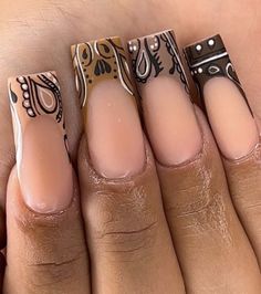 Brown Bandana Nails, Gangster Nails, Bandana Nails, Time Nails, Future Nails, Elegant Touch Nails, Smile Lines, London Nails, Bandana Design