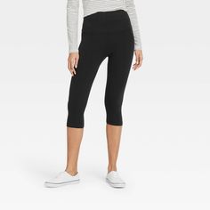 Keep your casual style on point with these High-Waist Cotton Blend Seamless Capri Leggings from A New Day?. These below-knee ankle leggings make a go-to pick whether you're hanging around the house or heading out casually. They feature a high-rise fit to create a flattering silhouette, along with a cotton gusset for breathable wear. Plus, the seamless leggings are crafted from soft, stretchy fabric for comfortable movement. Pair them with a range of tank tops, tees and sweatshirts, along with sn Ankle Leggings, Seamless Leggings, Bottom Clothes, Capri Leggings, Comfy Casual, A New Day, Stretchy Fabric, Bottoms Pants, New Day