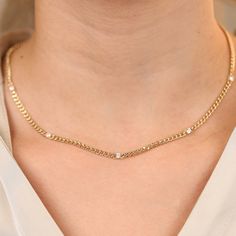 14k Gold Diamond Cuban Chain Necklace / Salma / Sectioned Diamonds / 0.60ctw / Multi Diamond Necklace / White Natural Diamonds / Curb Chain ✔ Handmade ✔ Natural Diamond ✔ Total Carat Weight Diamonds: .60ctw ( 3-3.2mm Diamond ) ✔ Dimensions of Setting: 3.5 mm The dimension of the links: 3mm We Use only DHL Express for our International Standard Shipping NOW USING ITALIAN TRIGGER LOBSTER CLASPS Available 14K White, Yellow, Rose Gold 🛠 All Sarah Elise pieces are handcrafted and made to order. Plea Elegant Gold Diamond Necklace With Curb Chain, Classic Wedding Chain Necklace, Elegant Wedding Necklaces With Curb Chain, Classic Wedding Necklace With Chain, Elegant Figaro Chain Necklace For Anniversary, Classic Chain Necklace For Anniversary, Elegant Curb Chain Necklace, Elegant Gold Chain Tennis Necklace, Small Gold Necklace