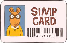 an animal with glasses and a barcode on it's face that says, simp card