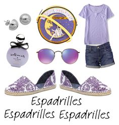 "#Espadrilles" by wmnindashu on Polyvore featuring Muk Luks, Ray-Ban, Olympia Le-Tan, AÃ©ropostale, 7 For All Mankind, Kate Spade and Lord & Taylor Olympia Le Tan, Walk On, For All Mankind, 7 For All Mankind