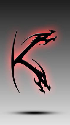 a black and red dragon logo on a gray background with the shadow of it's tail