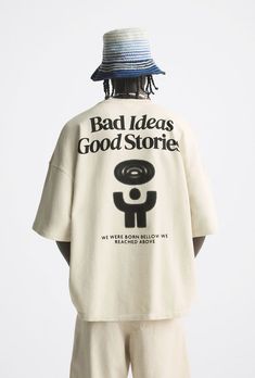 Bad Ideas Good Stories Tshirt Easy 30 day return policy Short Sleeve Graphic Sweatshirt For Streetwear, Short Sleeve Sweatshirt With Logo For Streetwear, Urban Short Sleeve Graphic Sweatshirt, Urban Style Short Sleeve Graphic Sweatshirt, Summer Graphic Print Sweatshirt With Relaxed Fit, Summer Graphic Print Relaxed Fit Sweatshirt, Summer Crew Neck Sweatshirt With Graphic Print, Casual Short Sleeve Sweatshirt With Logo Print, Relaxed Fit Slogan Sweatshirt With Short Sleeves