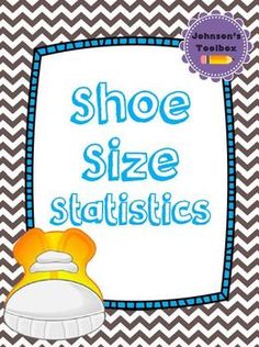 the shoe size statistics poster is displayed on a chevron background with a blue frame