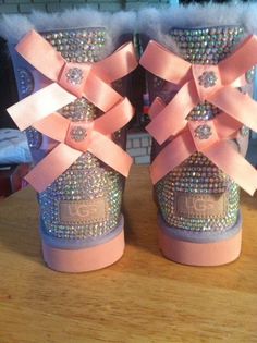 Custom Uggs, Bow Ugg Boots, Bow Ugg, Custom Bling, Bailey Bow, Crystal Shoes