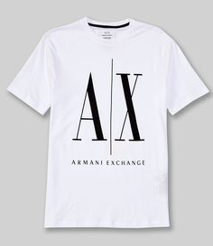 From Armani Exchange&#x2C; this tee features:large icon logo on frontcrew neckshort sleevespullover stylingclassic fitcottonmachine washImported. Armani Exchange Shirt, Armani Exchange Tshirt Men, Fitted Logo Top With Short Sleeves, Casual Short Sleeve Shirt With Logo, Fitted Short Sleeve Tops With Logo, Tan Logo Print Tops For Summer, Casual Short Sleeve Logo Top, Tan Short Sleeve Top With Logo Print, Summer Tan Tops With Logo Print