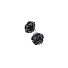 A pair of beautiful miniature black rose flower heads, with surgical steel ear posts. The bloom that every adept sought to achieve, the alchemical mystery personified by this impossibly rare flower. Size: Width 0.63" x Height 1.02" x Depth 0.63" Approx. Materials: Fine English Pewter with Swarovski Crystals, Surgical Steel Ear Posts. Brand: Alchemy of England. Earrings Goth, Black Rose Flower, Pewter Earrings, Jewelry Goth, Gothic Jewellery, Silver Crystal Earrings, Goth Earrings, Unisex Earrings, Rose Stud Earrings