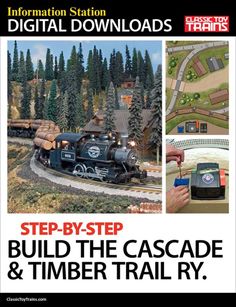 an image of a train on the cover of a book with instructions to build it